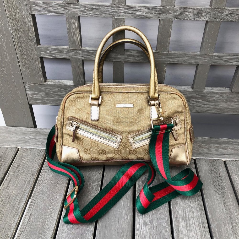 Gucci Gold GG Monogram Mini Bowler Satchel/Bag - Picture 3 of 15